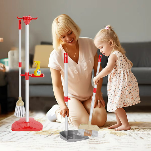 Kids Cleaning Toy Set with Mini Broom Mop and Dustpan