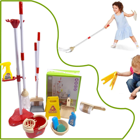 Kids Cleaning Toy Set with Mini Broom Mop and Dustpan