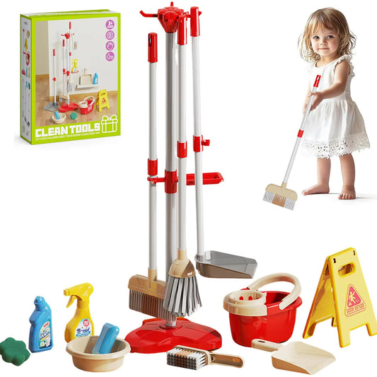 Kids Cleaning Toy Set with Mini Broom Mop and Dustpan
