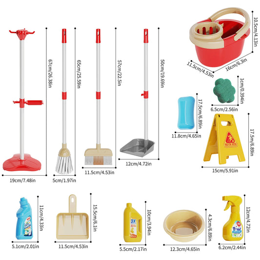 Kids Cleaning Toy Set with Mini Broom Mop and Dustpan