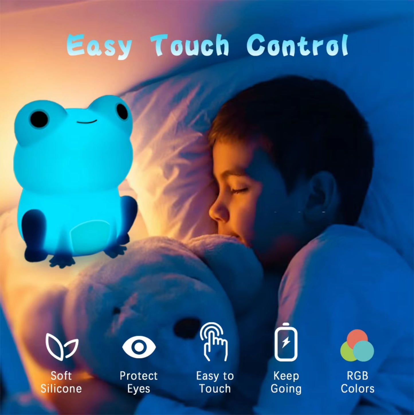 Kids Frog Night Light Soft Silicone Dimmable Lamp