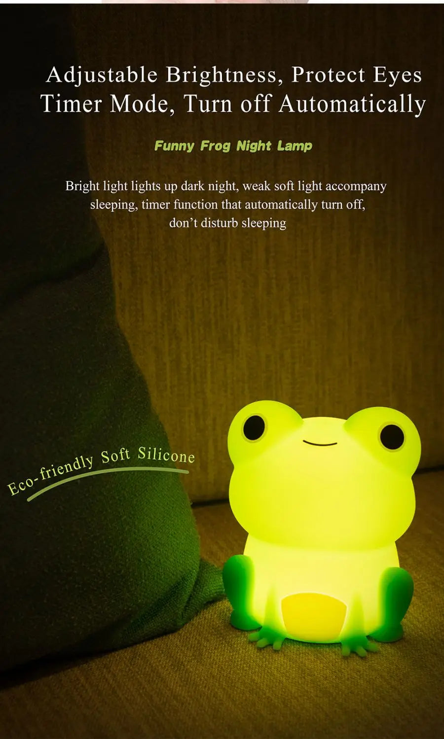 Kids Frog Night Light Soft Silicone Dimmable Lamp