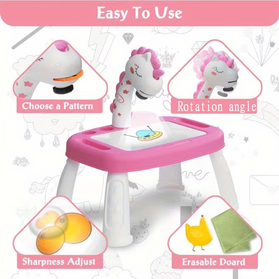 Kids Projection Drawing Table Pony Shape Painting Board
