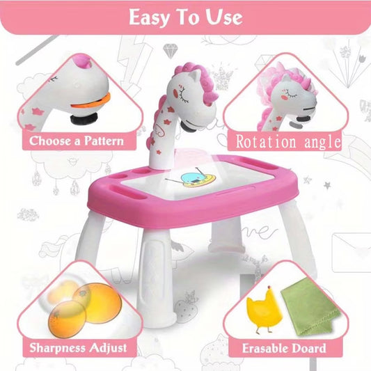 Kids Projection Drawing Table Pony Shape Painting Board