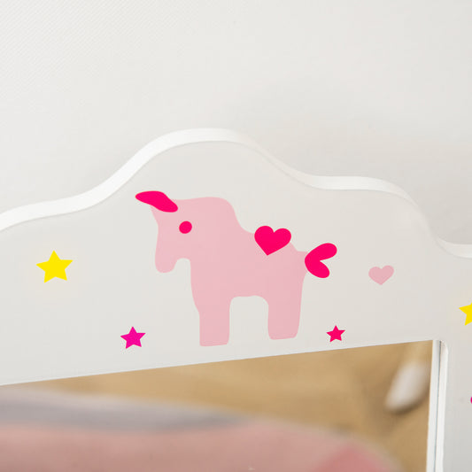 Kids Vanity Table and Stool Dressing Set with Mirror