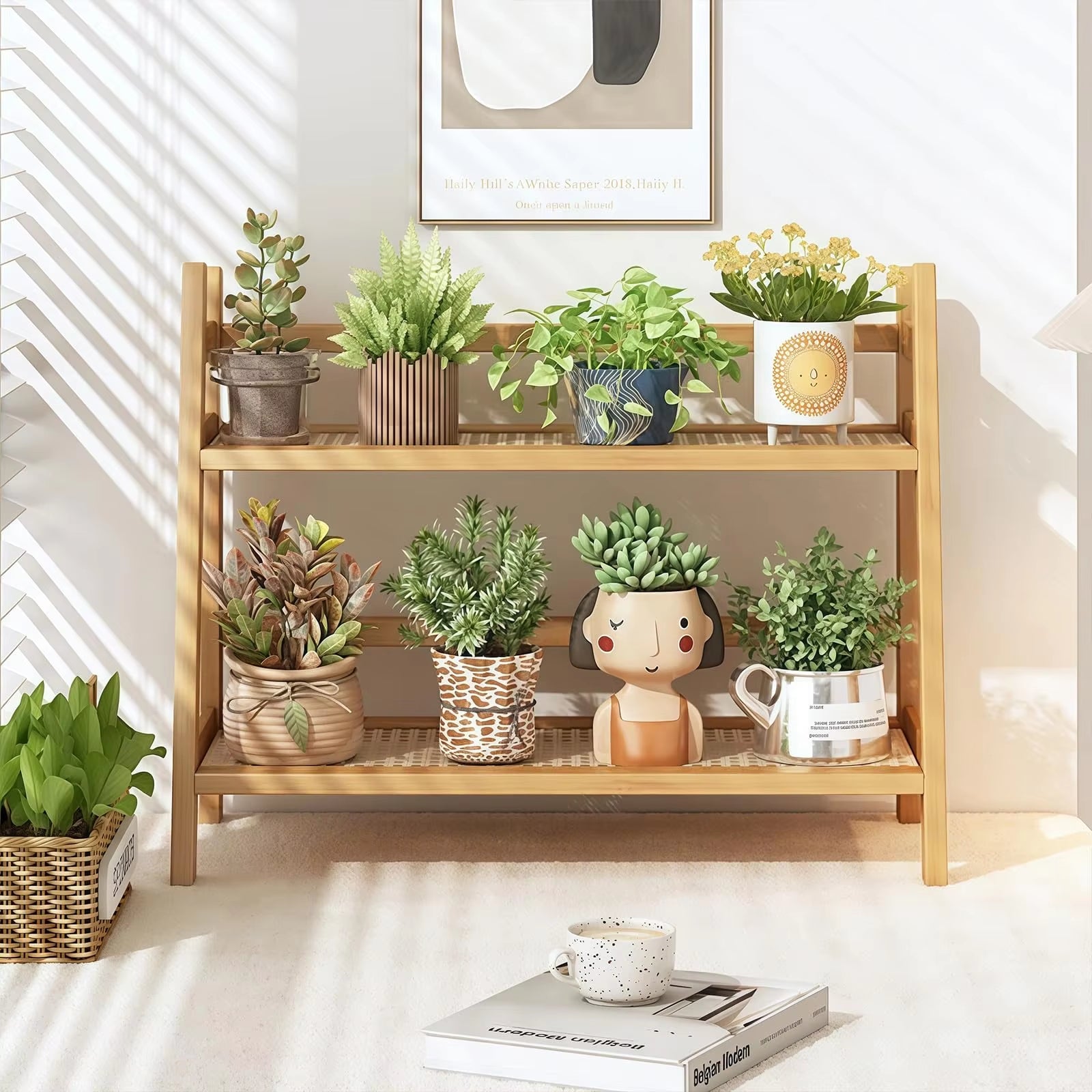 Kitchen Counter Shelf Bamboo Mug Holder