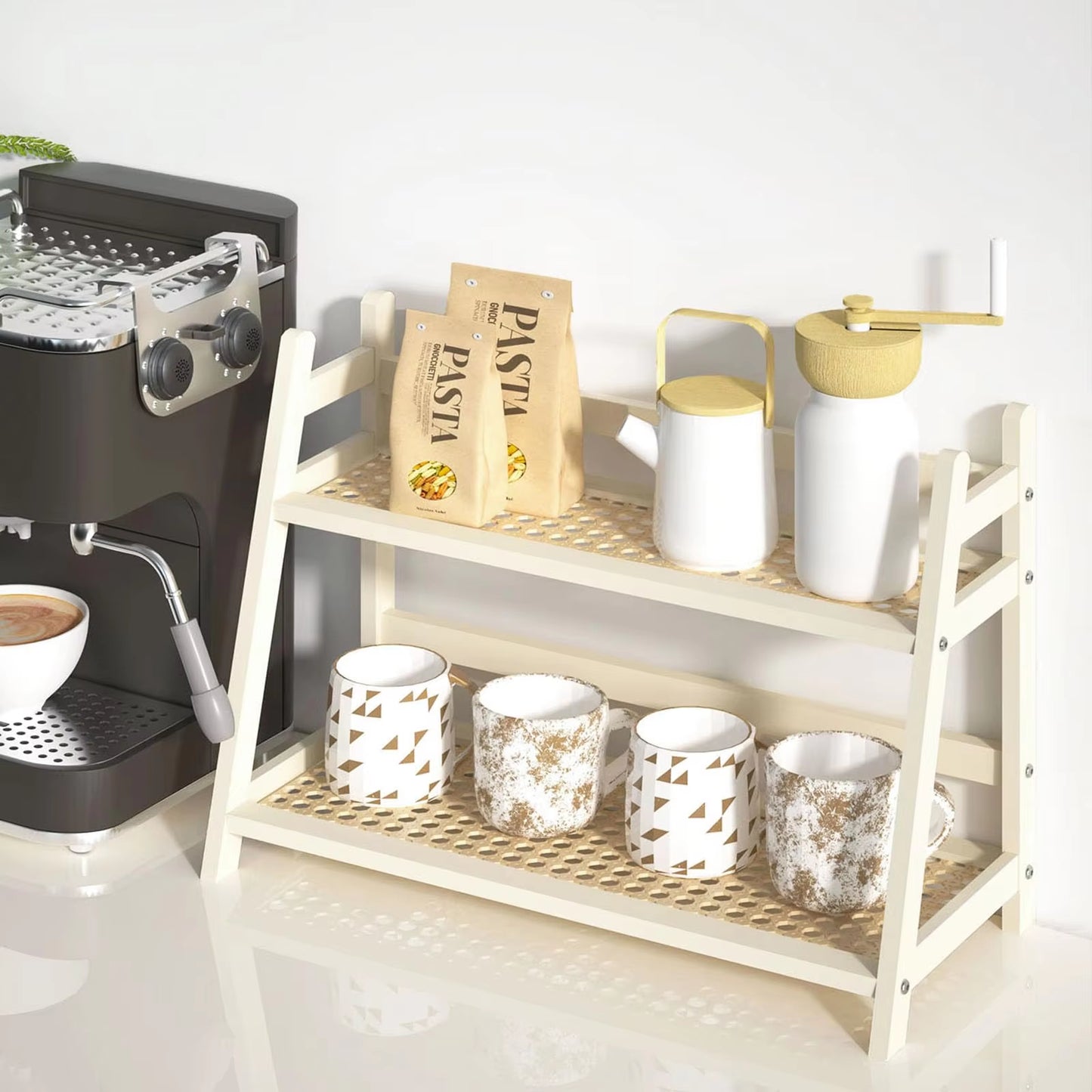 Kitchen Counter Shelf Bamboo Mug Holder