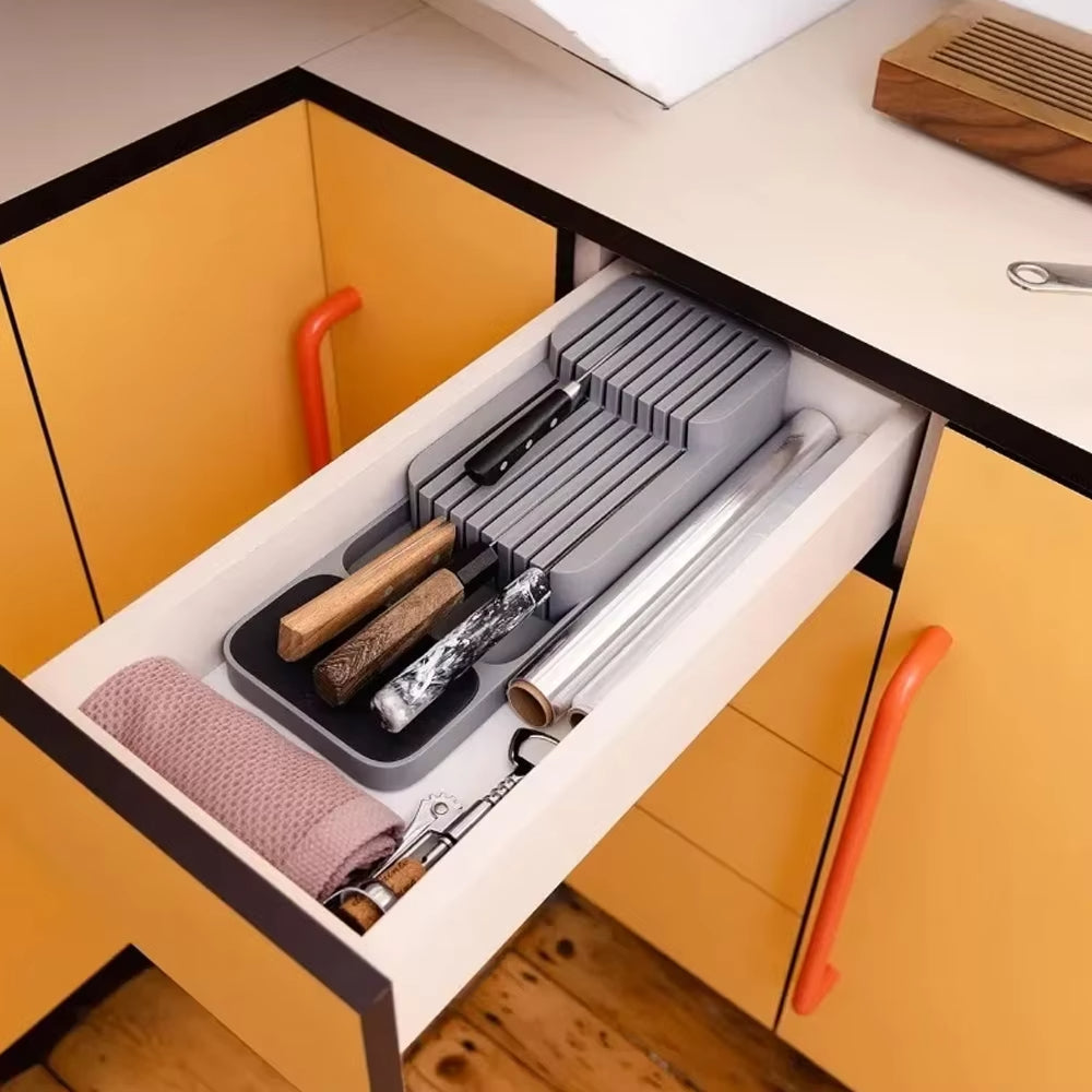 Kitchen Drawer Cutlery Storage Tray Knife Holder