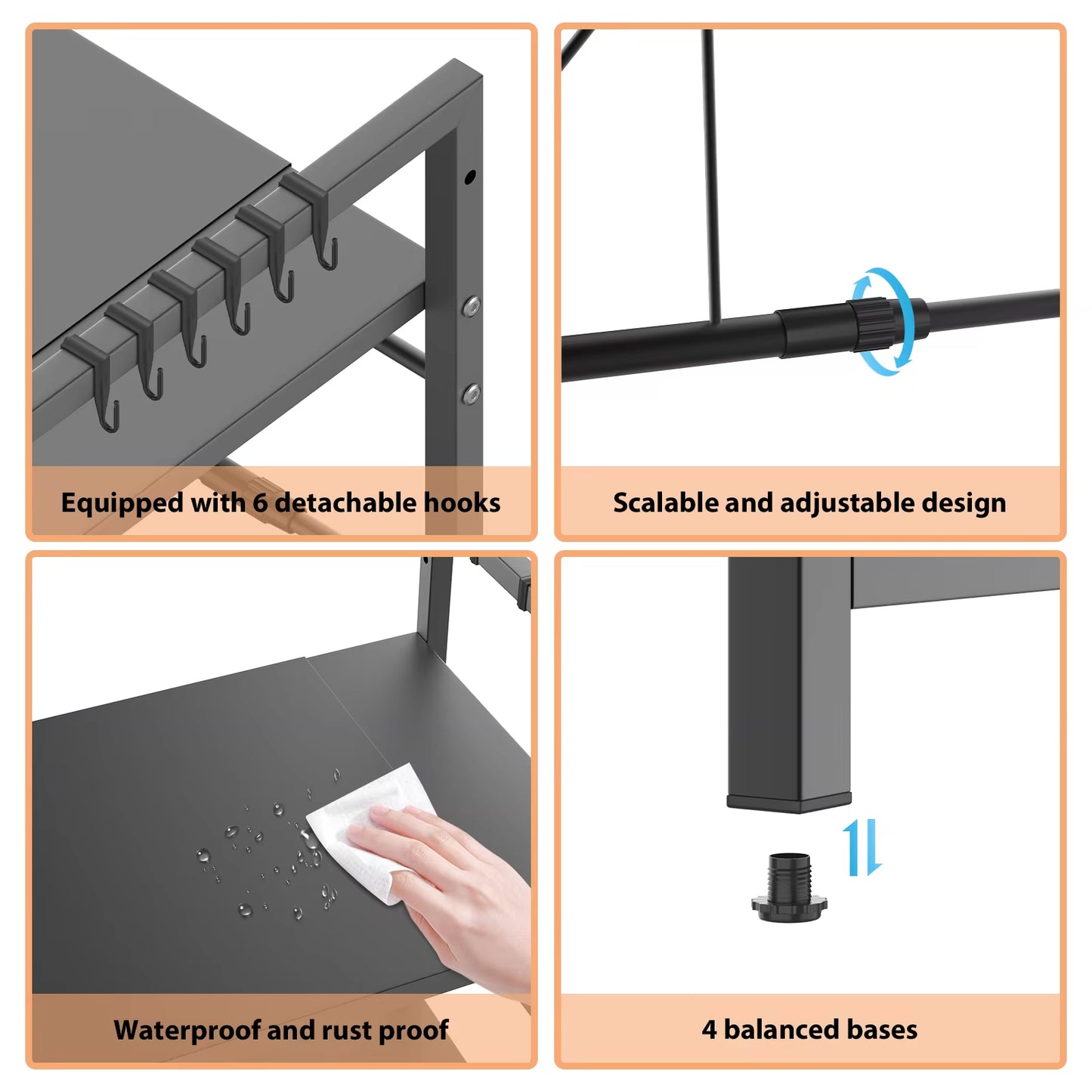 Kitchen Storage Rack Metal Condiment Organizer Shelf