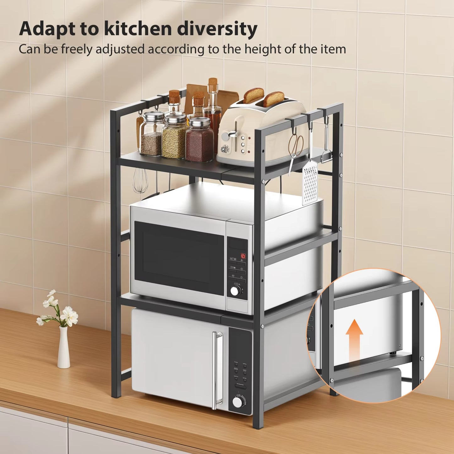 Kitchen Storage Rack Metal Condiment Organizer Shelf