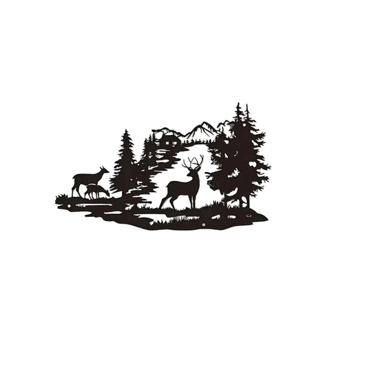 Metal Deer Forest Wall Art Wrought Iron Home Decoration