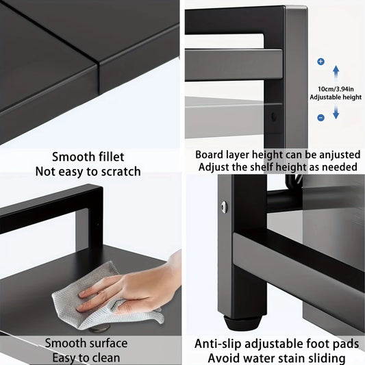Microwave Holder with 6 Hooks Storage Rack
