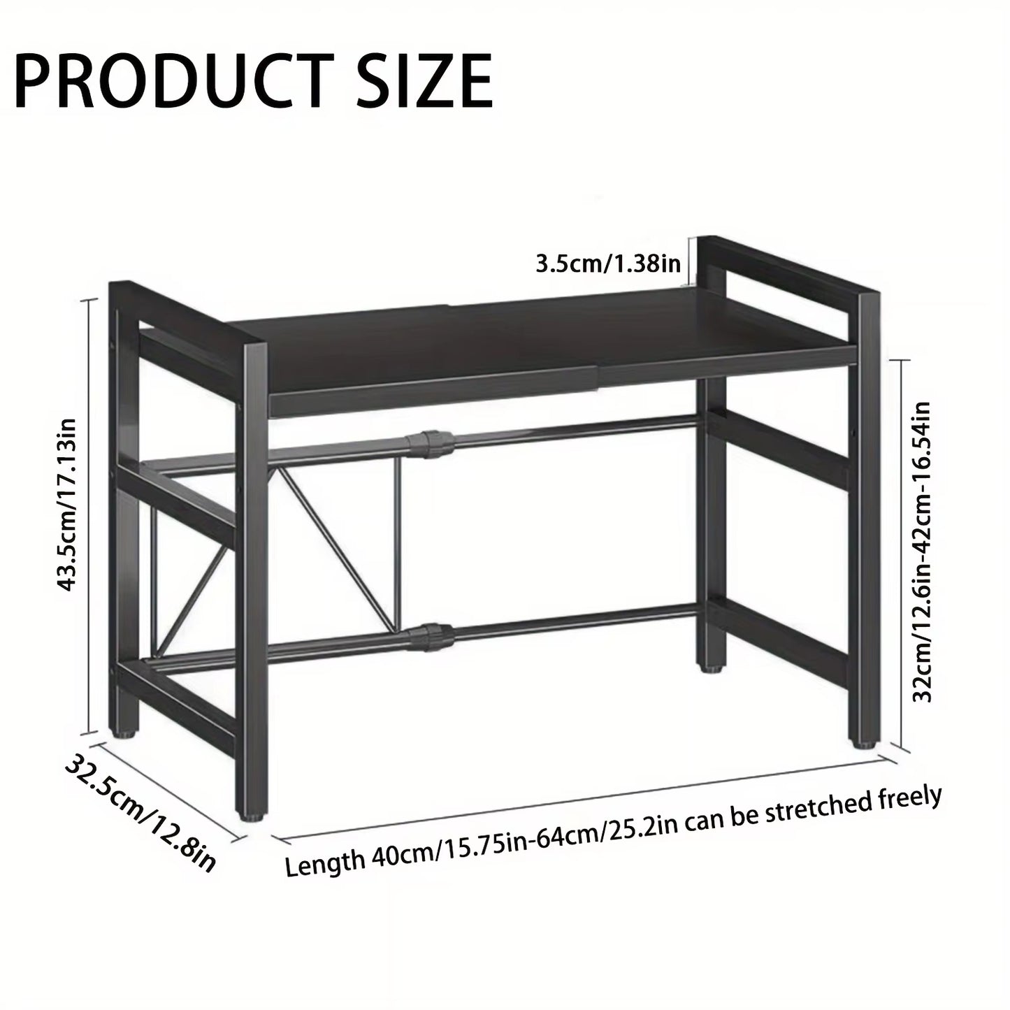 Microwave Holder with 6 Hooks Storage Rack