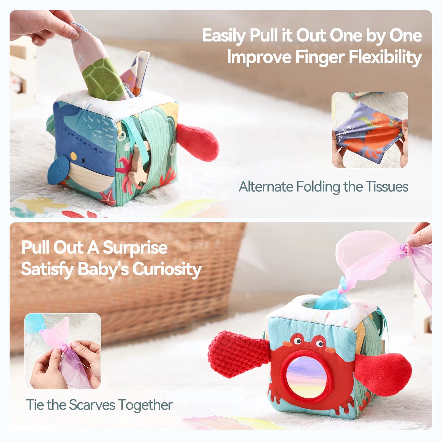 Montessori Baby Magic Tissue Box Sensory Toy