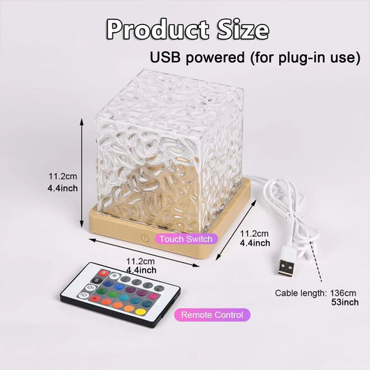 Ocean Wave Aurora Projector Light RGB Crystal Night Lamp
