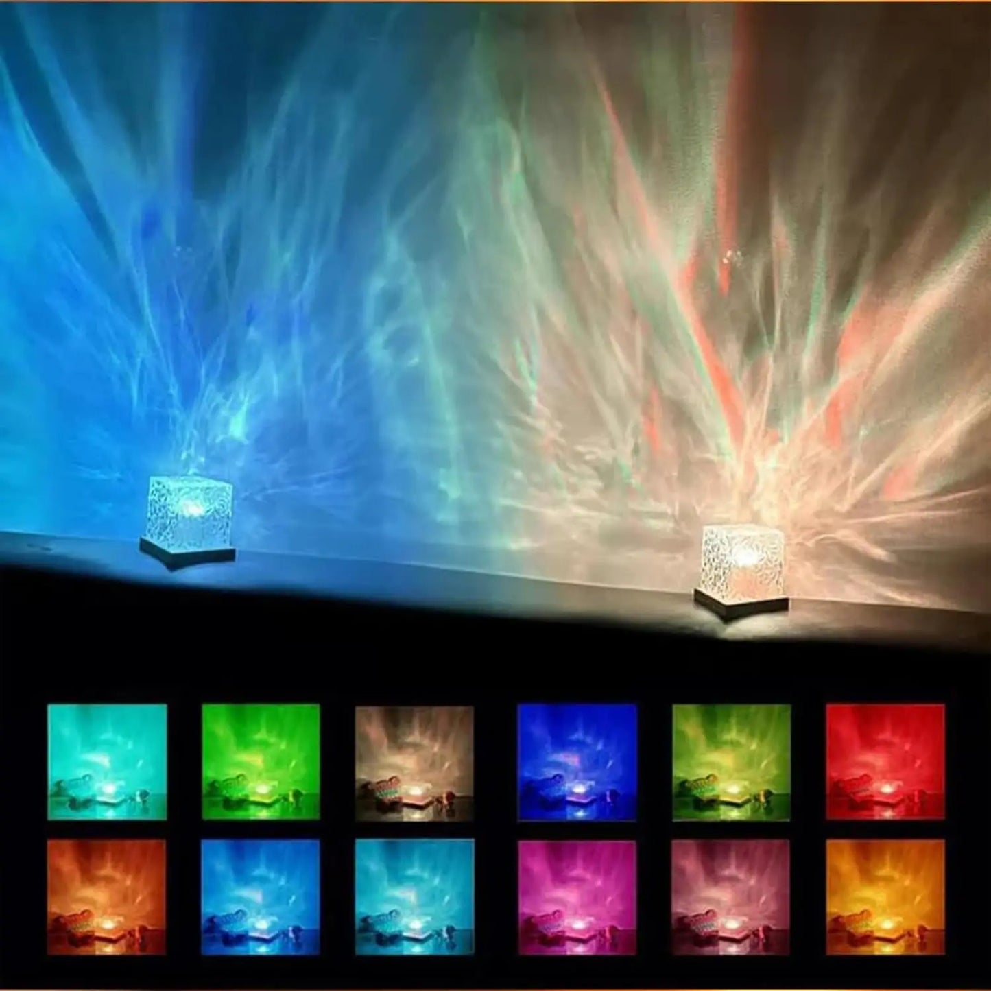 Ocean Wave Aurora Projector Light RGB Crystal Night Lamp