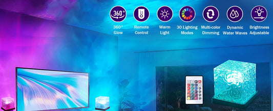 Ocean Wave Aurora Projector Light RGB Crystal Night Lamp