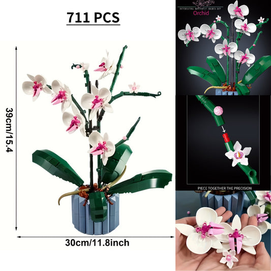 Orchid Bouquet Building Blocks Set 711PCS Compatible with LEGO