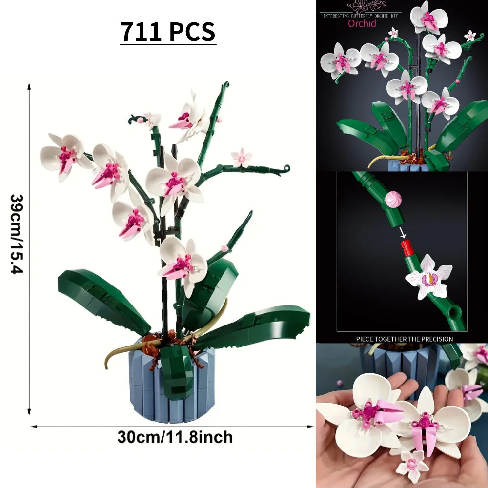 Orchid Bouquet Building Blocks Set 711PCS Compatible with LEGO