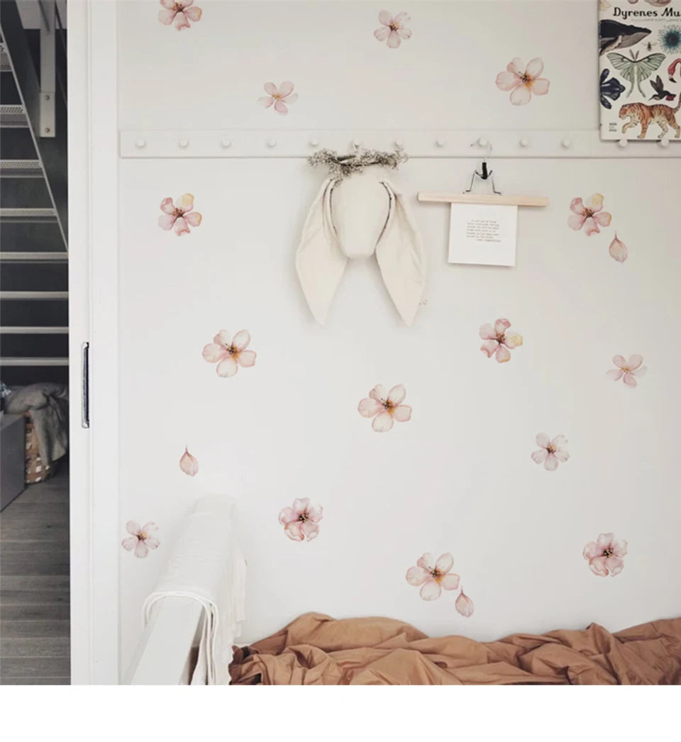Pink Sakura Flower Wall Stickers Boho Girls Room Décor