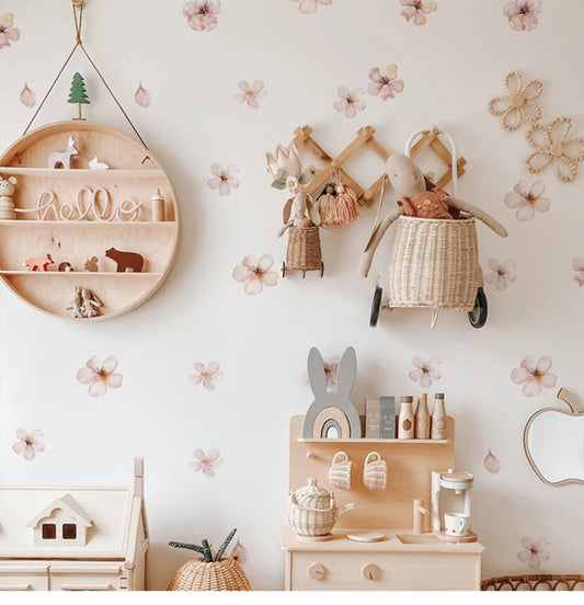 Pink Sakura Flower Wall Stickers Boho Girls Room Décor