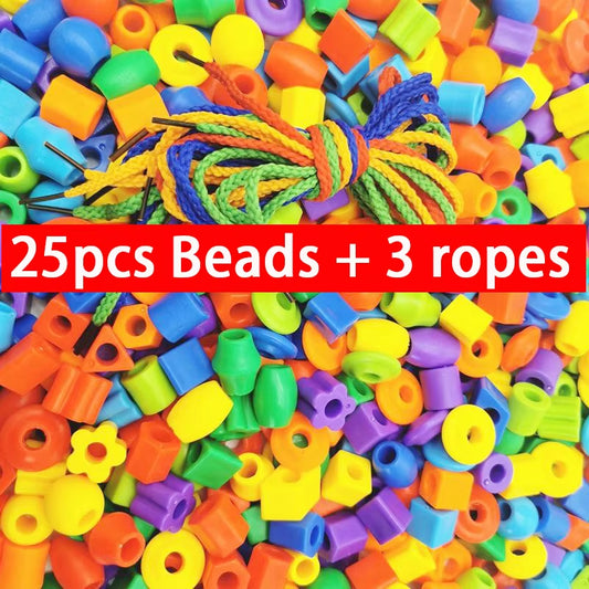 Rainbow Lacing Beads Montessori Threading Toy Set