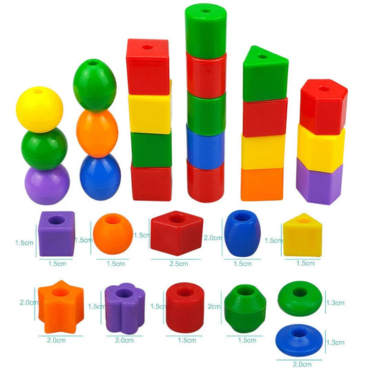 Rainbow Lacing Beads Montessori Threading Toy Set