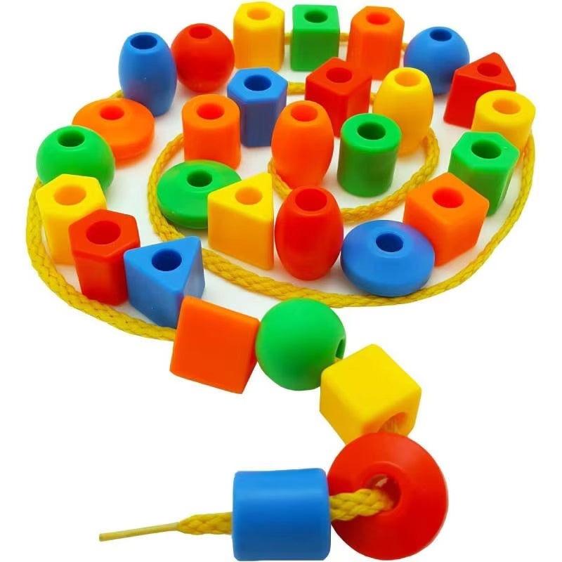 Rainbow Lacing Beads Montessori Threading Toy Set