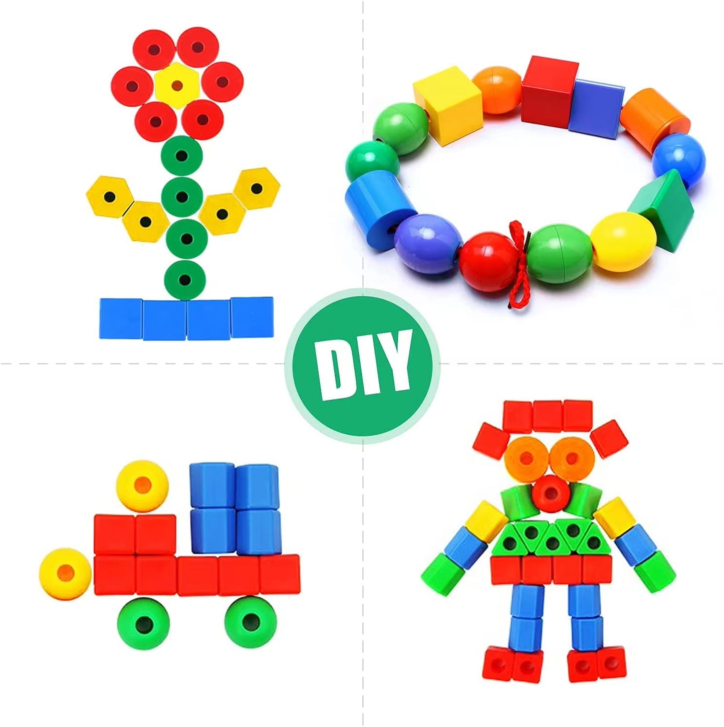 Rainbow Lacing Beads Montessori Threading Toy Set