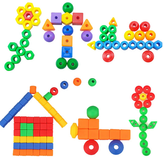 Rainbow Lacing Beads Montessori Threading Toy Set