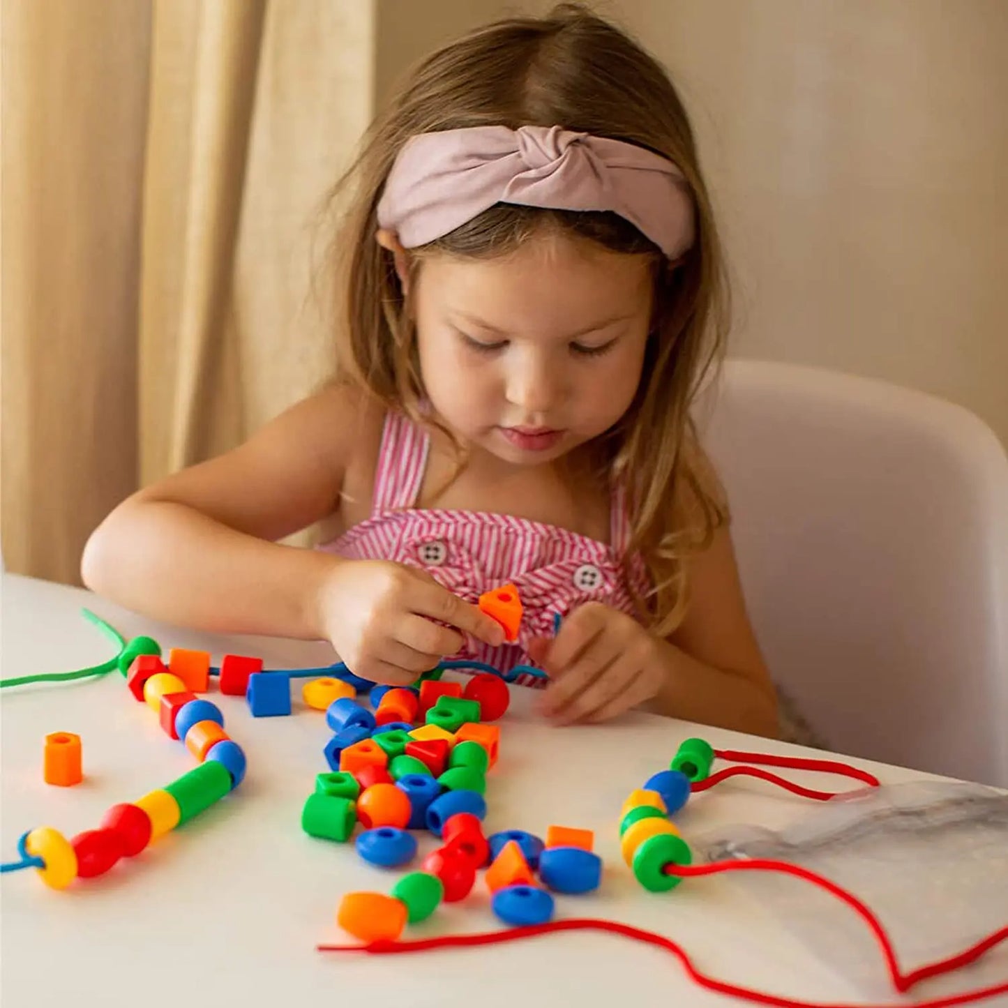Rainbow Lacing Beads Montessori Threading Toy Set