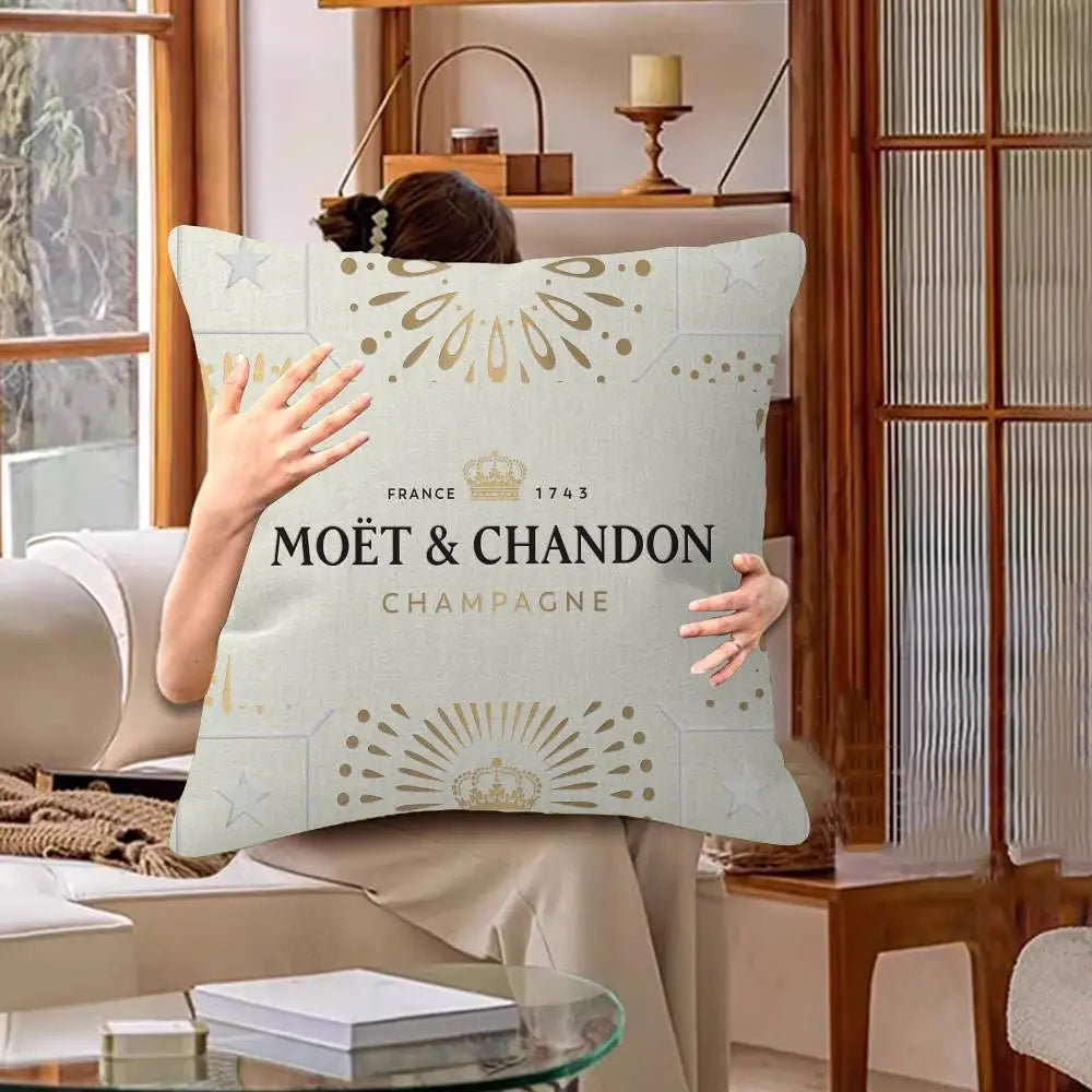 Luxury Champagne-Inspired Cushion Cover – Decorative Pillowcase for Sofa, Bedroom & Home Décor