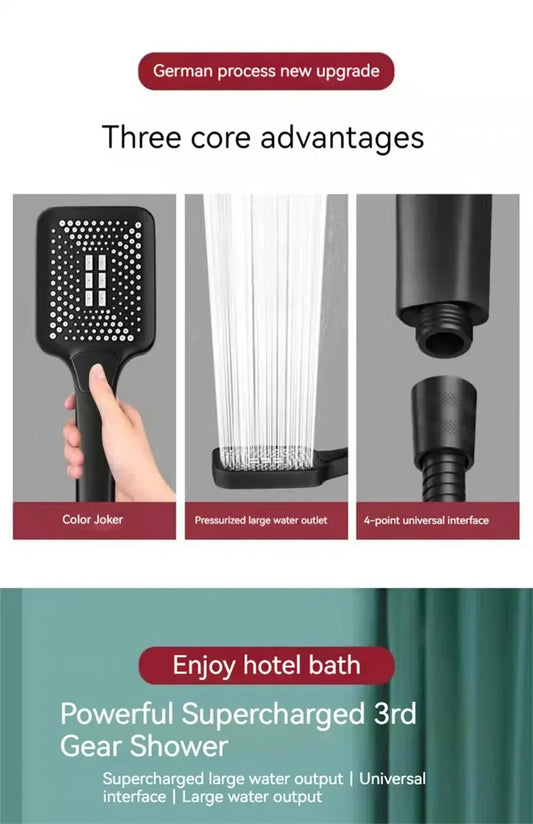 High Pressure Head Water 3-Mode Saving Shower Silver