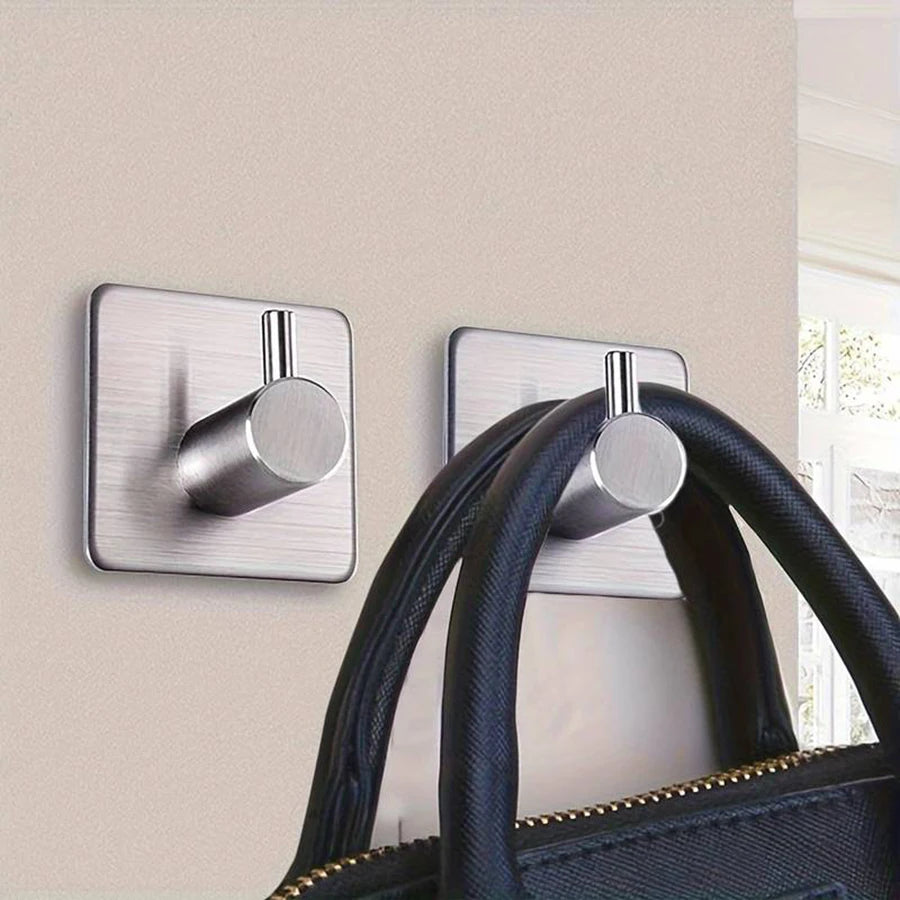 Modern Style Stainless Steel Adhesive Hooks for Bathroom Room Kitchen Clothes