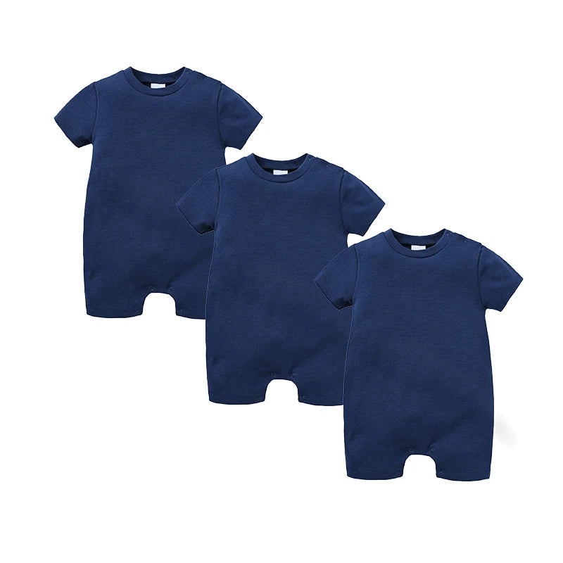 Newborn Cotton Baby Romper Set – Solid Unisex Onesies (1/3/4PCS)