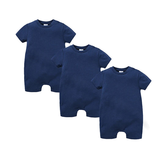 Newborn Cotton Baby Romper Set – Solid Unisex Onesies (1/3/4PCS)