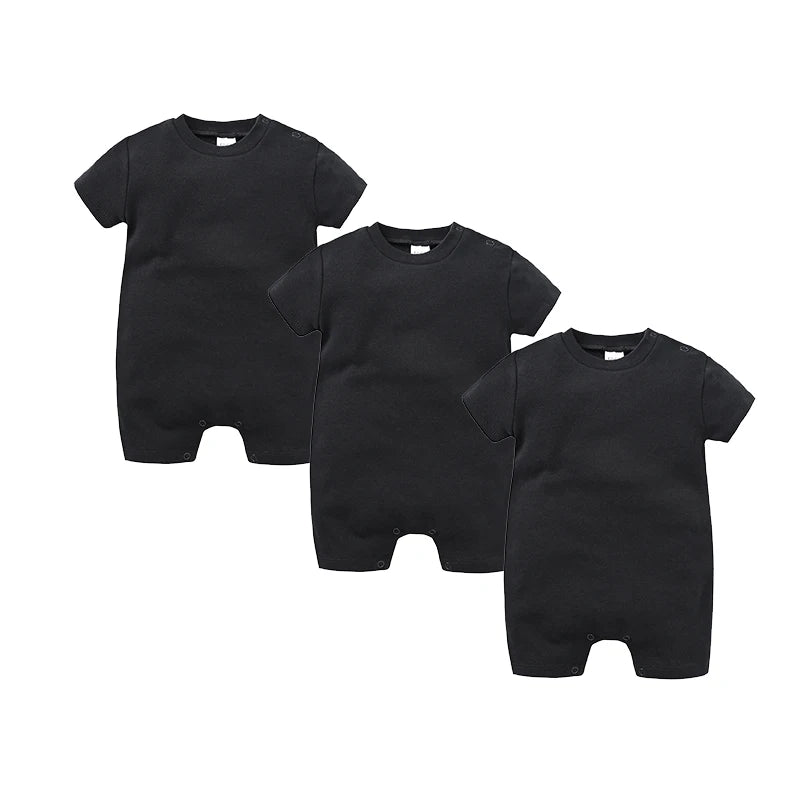 Newborn Cotton Baby Romper Set – Solid Unisex Onesies (1/3/4PCS)