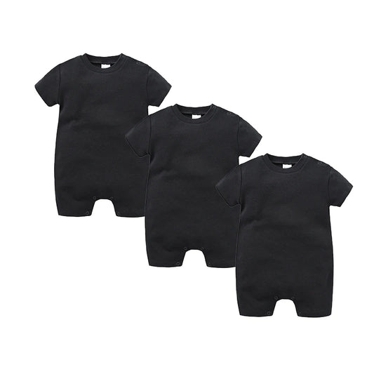 Newborn Cotton Baby Romper Set – Solid Unisex Onesies (1/3/4PCS)