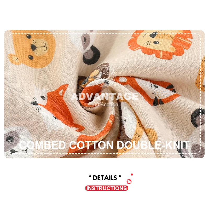 Kiddiezoom 4PCS Cotton Cartoon Baby Bodysuit Set