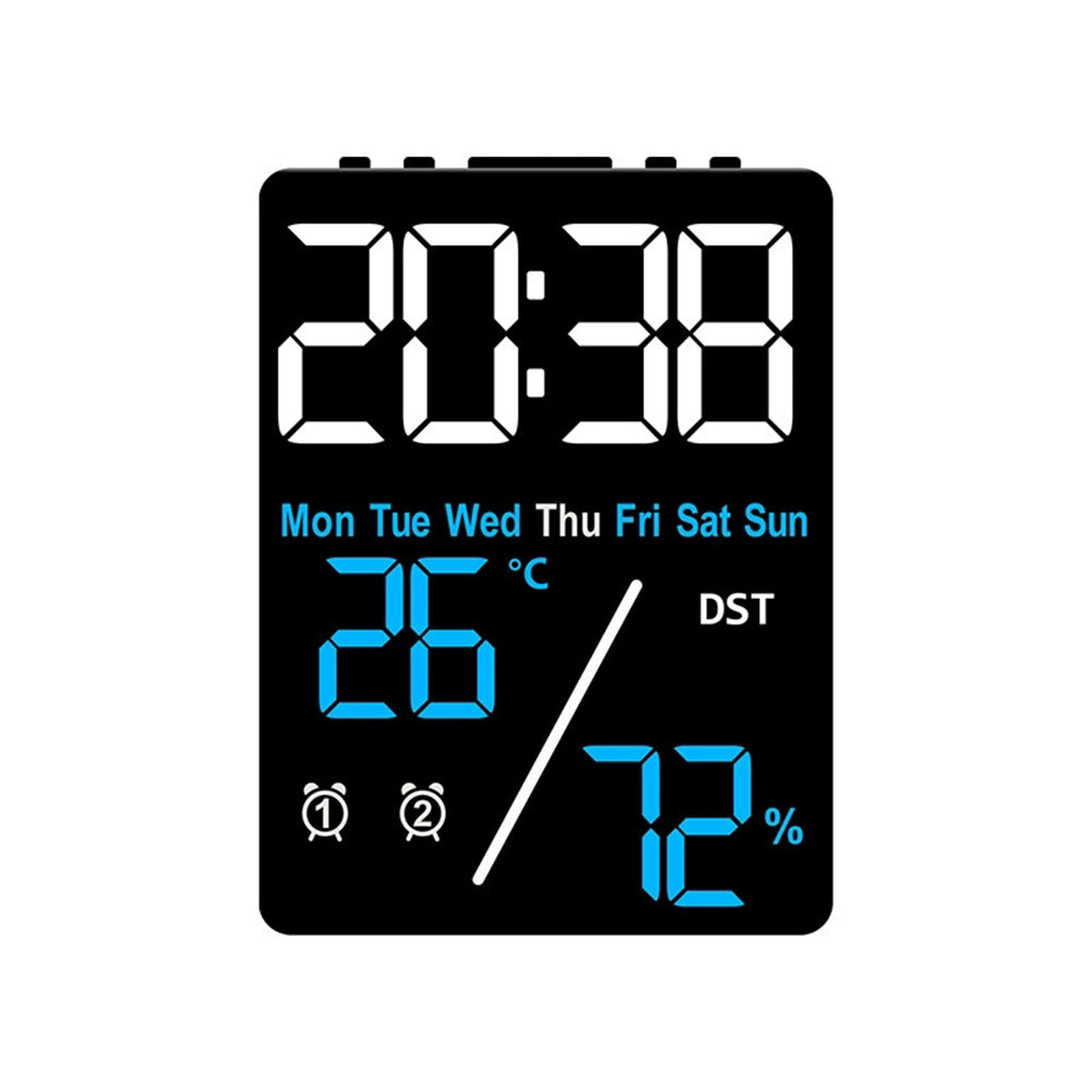 Digital Alarm Clock with Temp Humidity & Dual Alarms