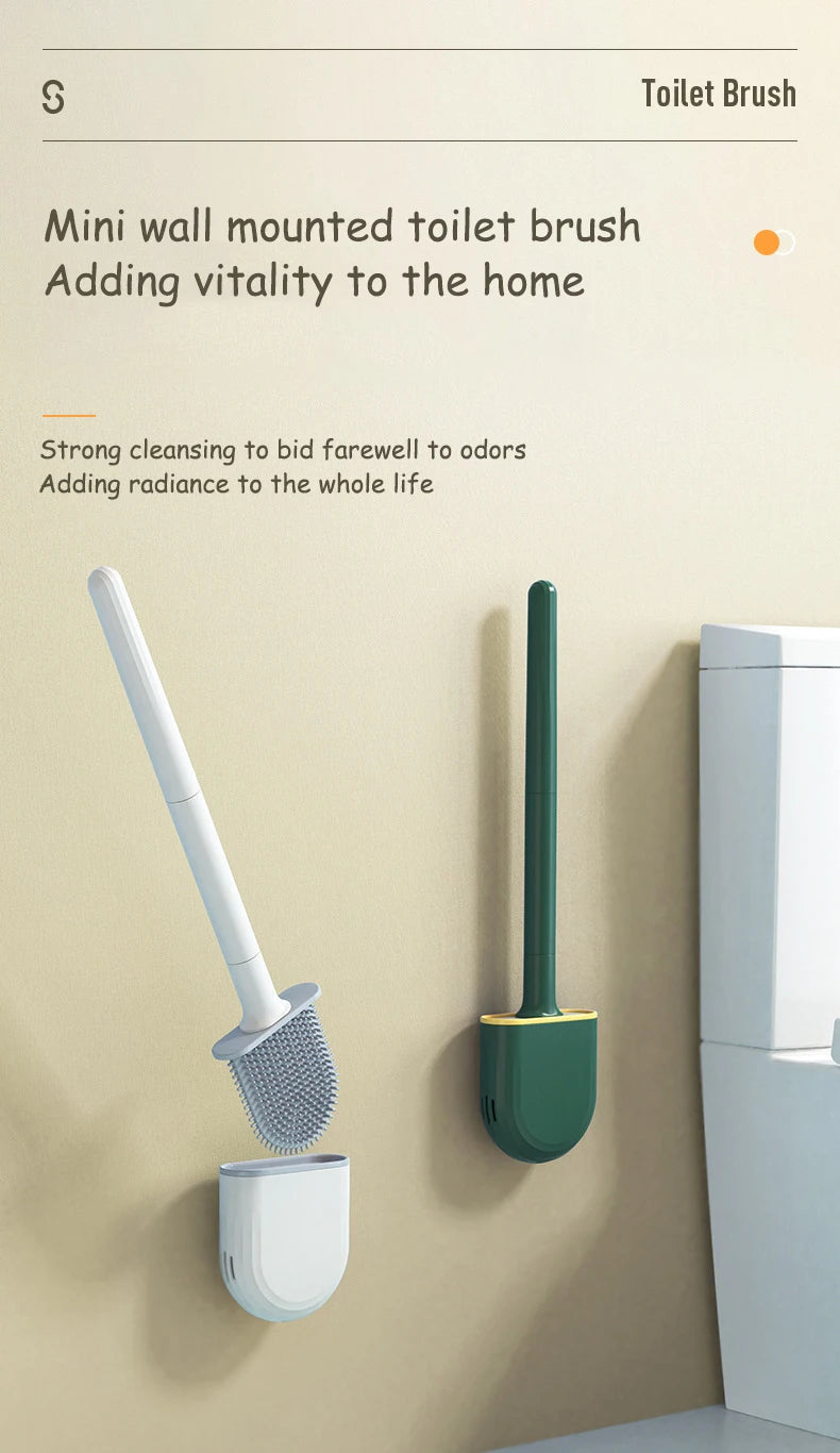 Bathroom Toilet Brush System with Quick-Dry Wall Holder