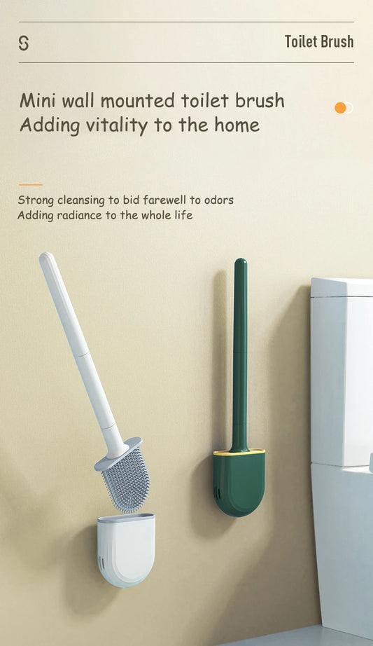Bathroom Toilet Brush System with Quick-Dry Wall Holder