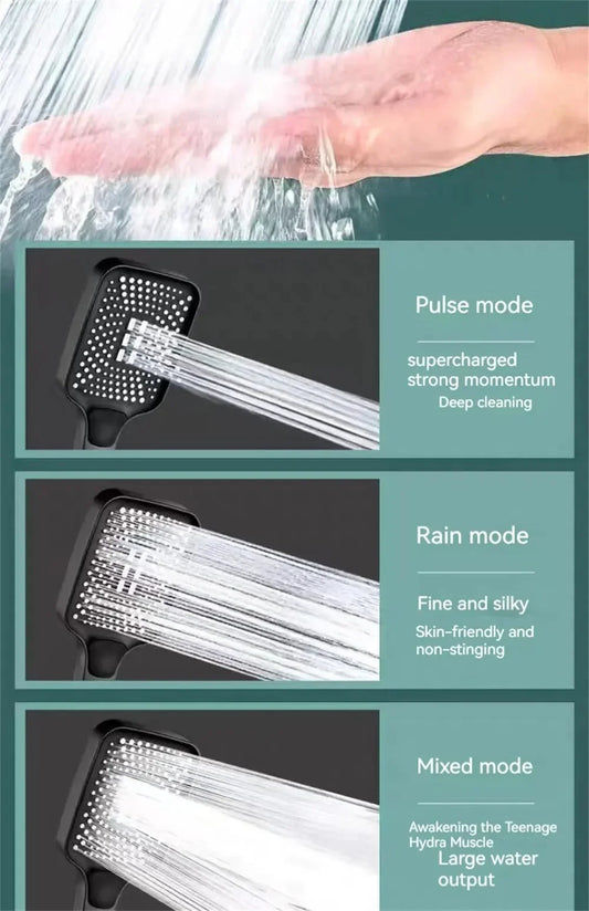 High Pressure Head Water 3-Mode Saving Shower Silver