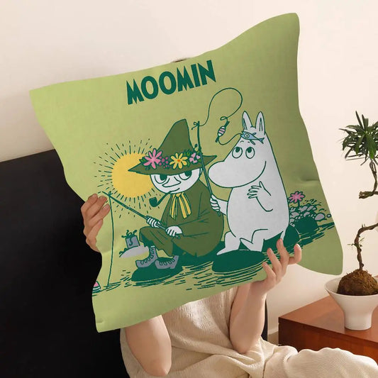 Cute Moomins Cushion Cover – Soft Polyester Decorative Throw Pillow Cover for Sofa & Home Décor