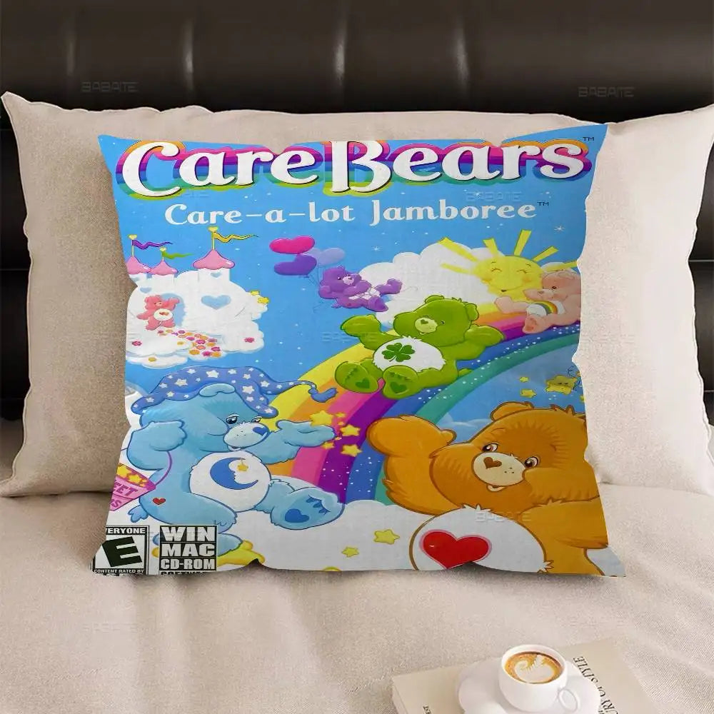 Care Bear Retro Cartoon Cushion Cover – Cute Decorative Pillow Case for Sofa & Home Décor