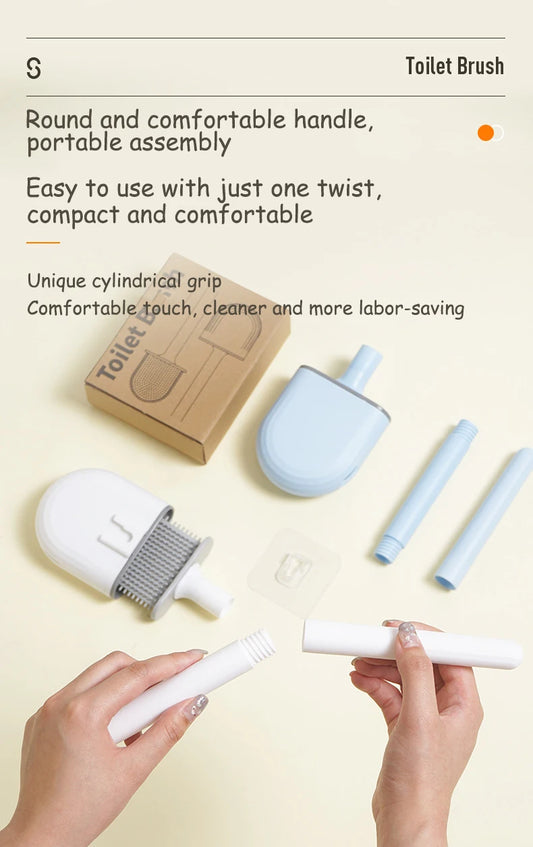 Bathroom Toilet Brush System with Quick-Dry Wall Holder
