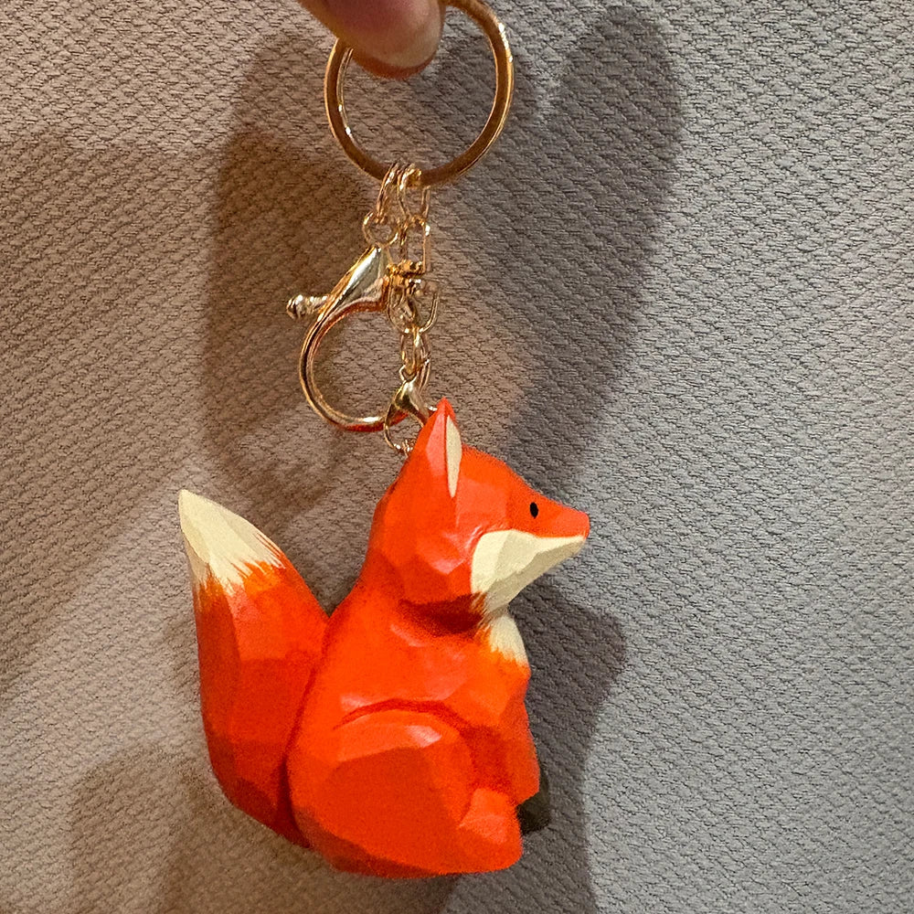 Vintage Handmade Wooden Fox Sculpture – Mini Animal Figurine for Home Decor