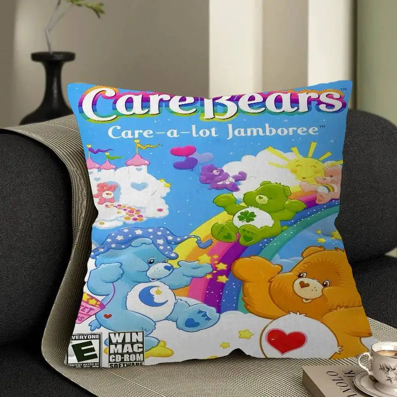 Care Bear Retro Cartoon Cushion Cover – Cute Decorative Pillow Case for Sofa & Home Décor
