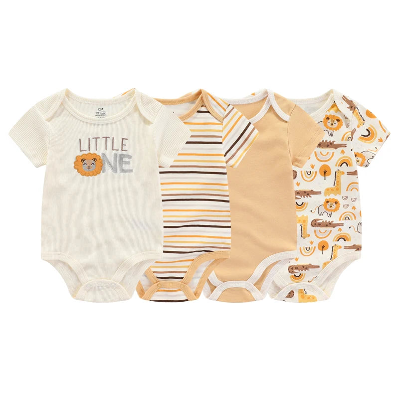 Kiddiezoom 4PCS Cotton Cartoon Baby Bodysuit Set