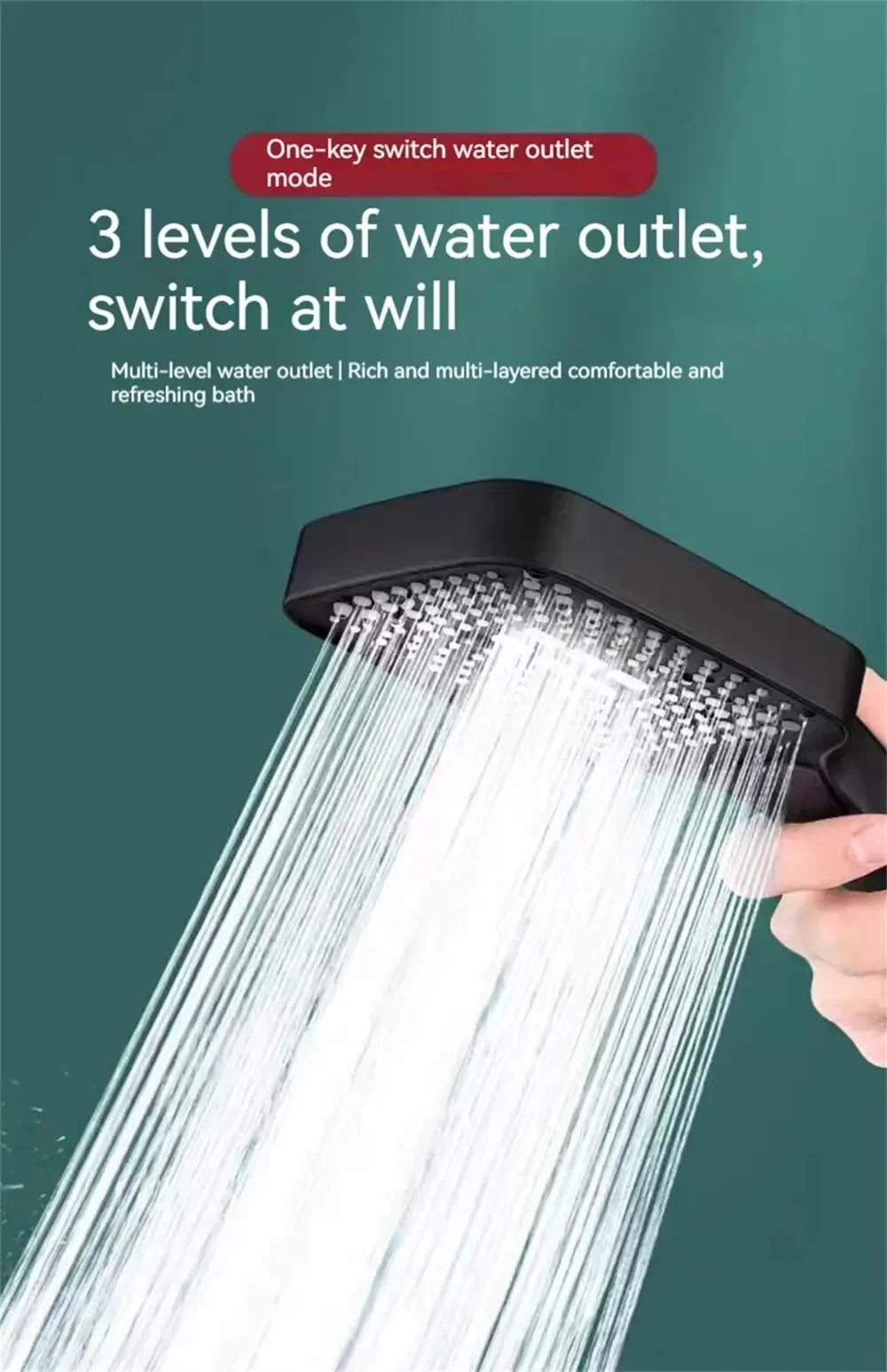 High Pressure Head Water 3-Mode Saving Shower Silver